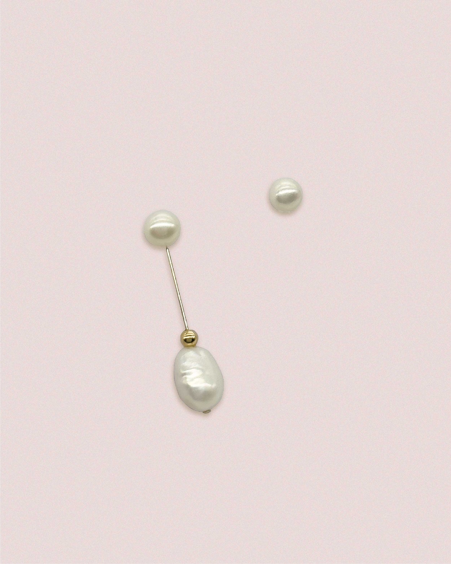 Long & Short Pearl Earrings｜長短天然珍珠耳環