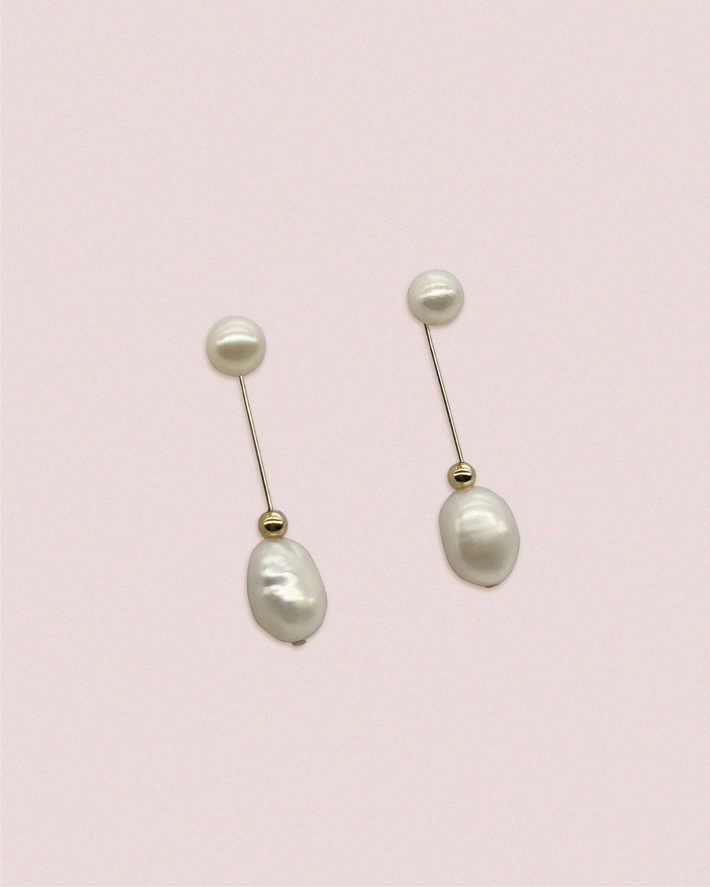 Long & Short Pearl Earrings｜長短天然珍珠耳環