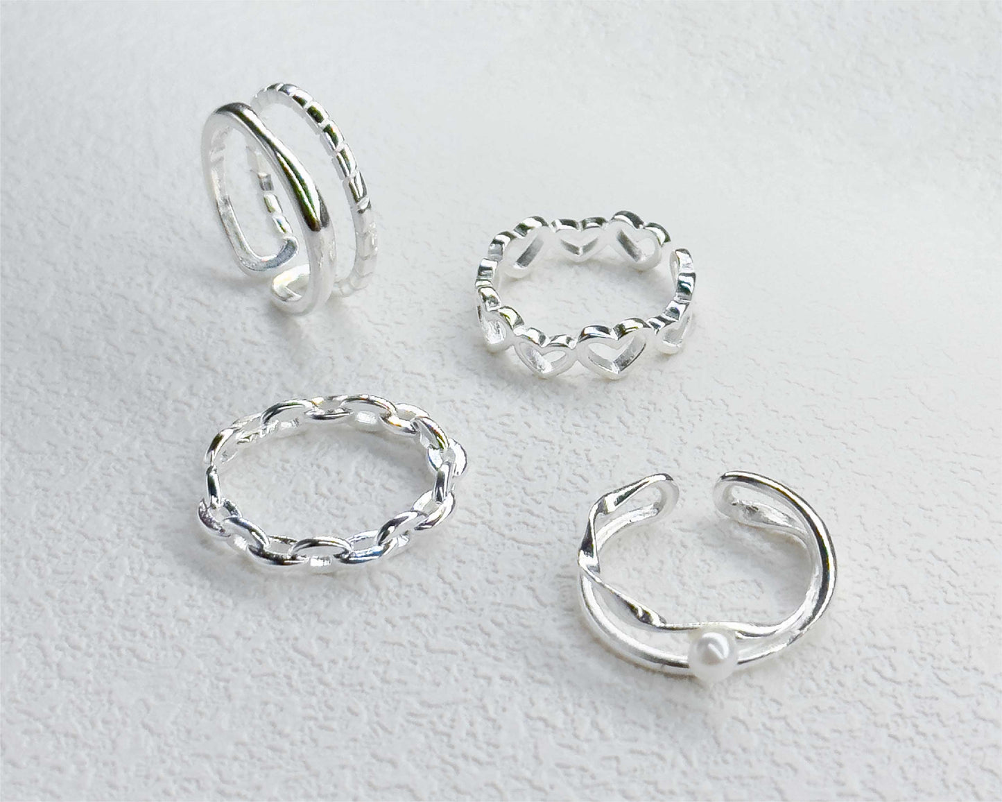 Silver Ring Set Of 4｜銀戒指四件套裝